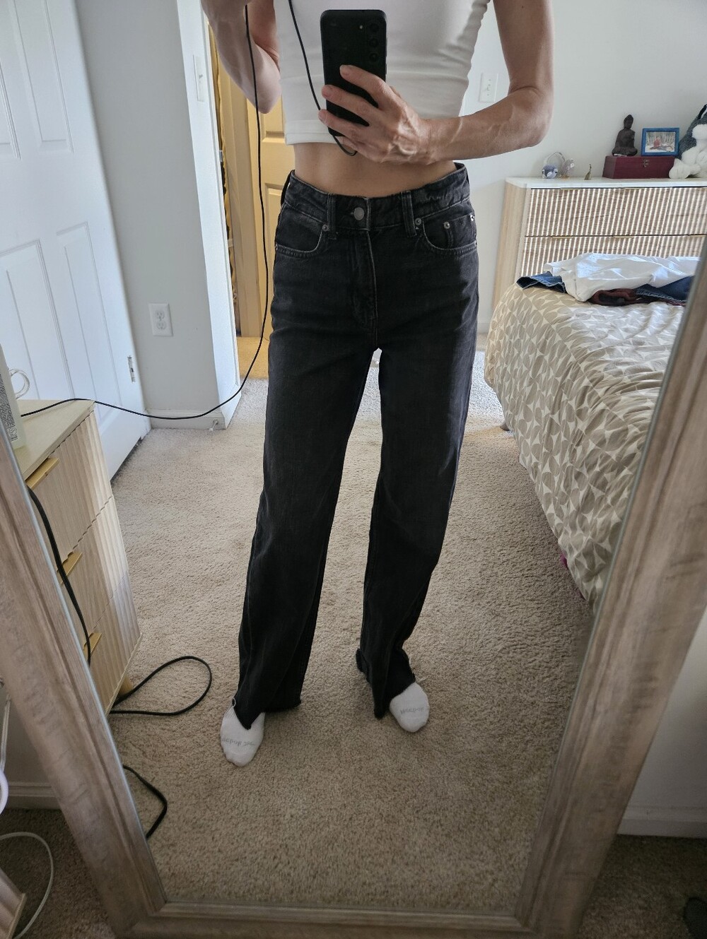 Straight-Leg Black Jeans Size 34/2US